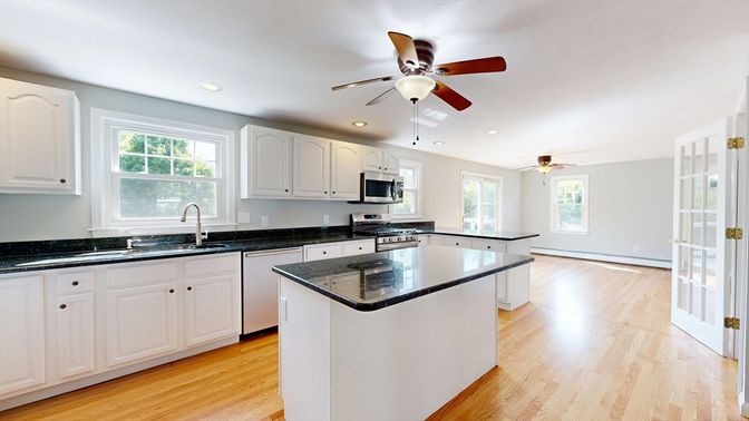 Interior, Kitchen, Recessed Lighting, Wood Texture Flooring