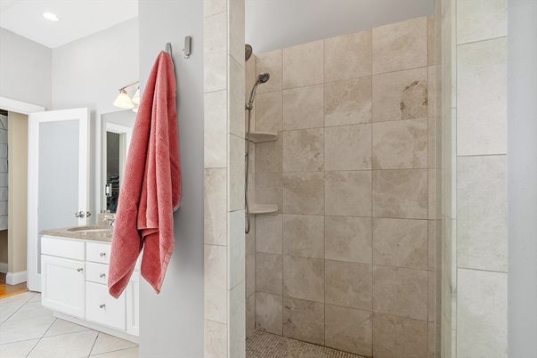 Bathroom, Glass Shower, Interior, Recessed Lighting