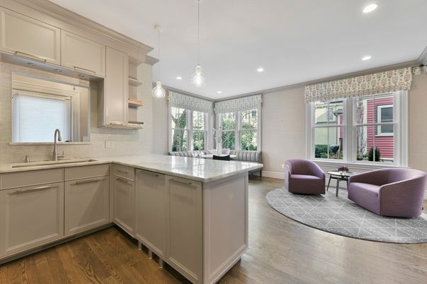 Interior, Kitchen, Living room, Pendant Lights, Recessed Lighting, Wood Texture Flooring