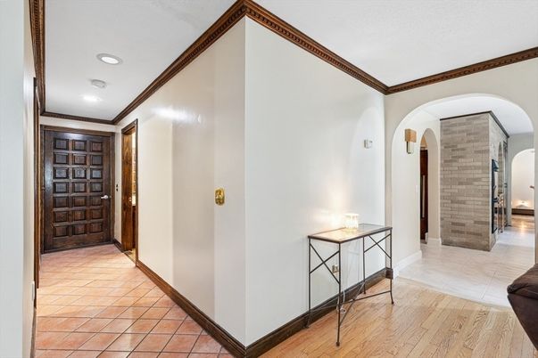 Interior, Recessed Lighting, Stone Walls, Wood Texture Flooring