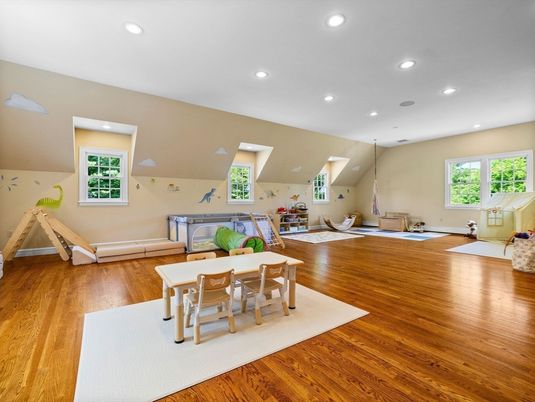 Dining room, Interior, Living room, Recessed Lighting, Wood Texture Flooring