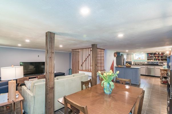 Dining room, Interior, Kitchen, Living room, Recessed Lighting, Stainless Steel Appliances