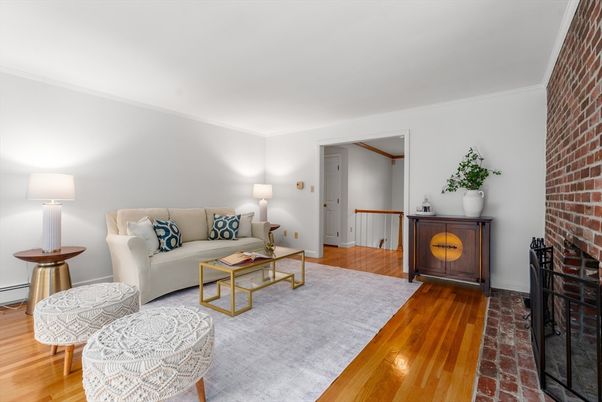 Interior, Living room, Stone Walls, Wood Texture Flooring