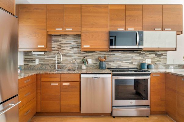 Interior, Kitchen, Stainless Steel Appliances, Wood Texture Flooring