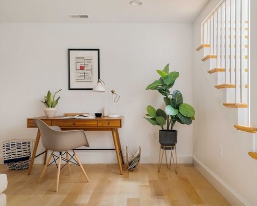 Home Office, Interior, Recessed Lighting, Wood Texture Flooring