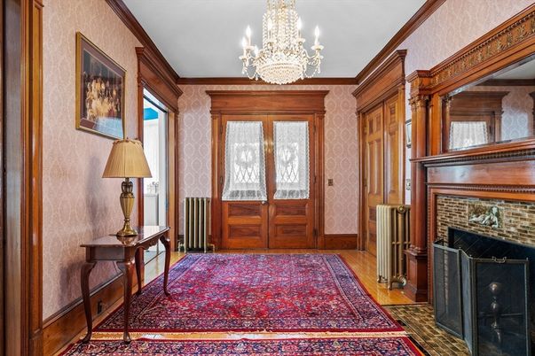 Chandelier, Fireplace, Interior, Wood Texture Flooring