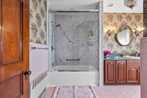Bathroom, Glass Shower, Interior, Marble Walls