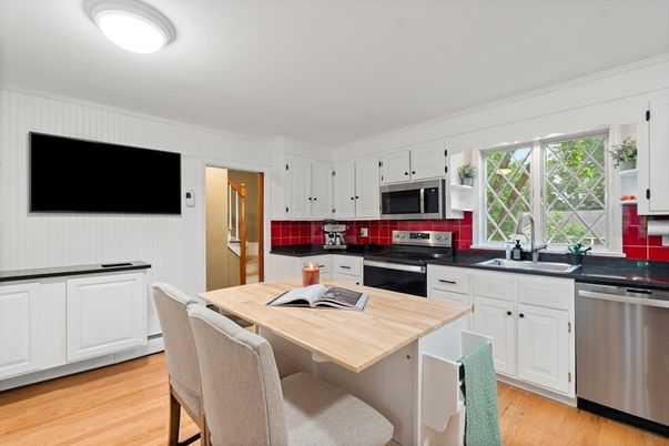 Interior, Kitchen, Stainless Steel Appliances, Wood Texture Flooring