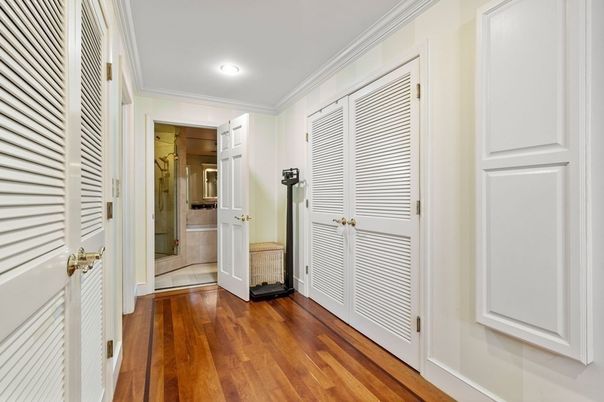 Bathroom, Glass Shower, Interior, Recessed Lighting, Wood Texture Flooring