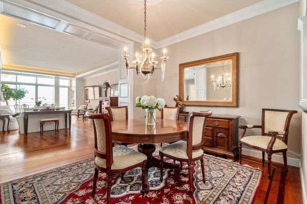 Chandelier, Dining room, Interior, Wood Texture Flooring