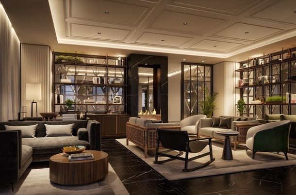Interior, Living room, Marble, Recessed Lighting