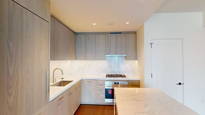 Interior, Kitchen, Recessed Lighting, Wood Texture Flooring