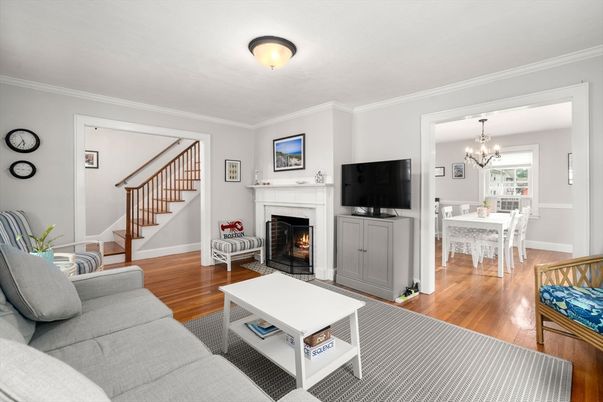 Chandelier, Dining room, Fireplace, Interior, Living room, Wood Texture Flooring