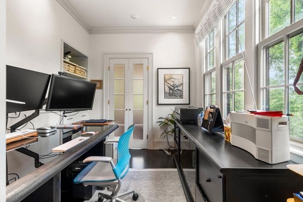 Home Office, Interior, Recessed Lighting, Wood Texture Flooring
