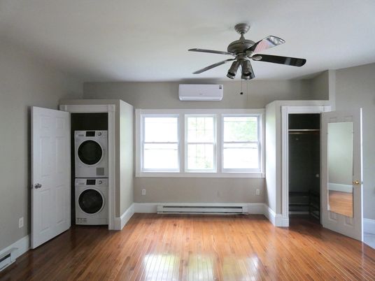 Empty room, Interior, Utility Closets, Washer, Wood Texture Flooring