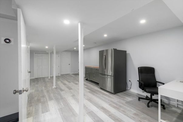 Home Office, Interior, Kitchen, Recessed Lighting, Wood Texture Flooring