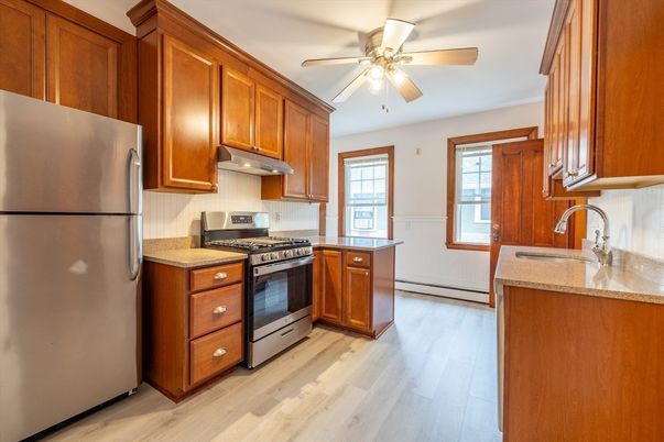Interior, Kitchen, Stainless Steel Appliances, Wood Texture Flooring