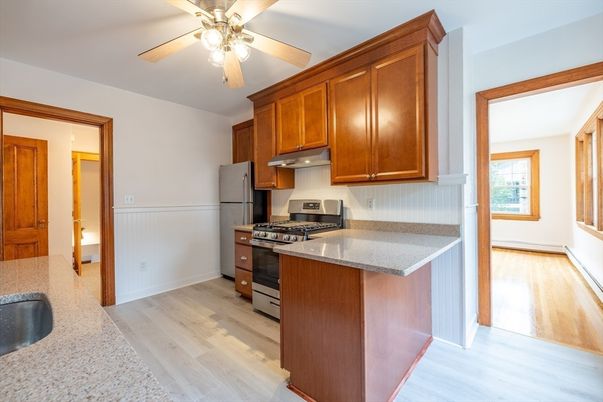 Interior, Kitchen, Stainless Steel Appliances, Wood Texture Flooring