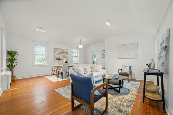 Dining room, Interior, Living room, Pendant Lights, Wood Texture Flooring