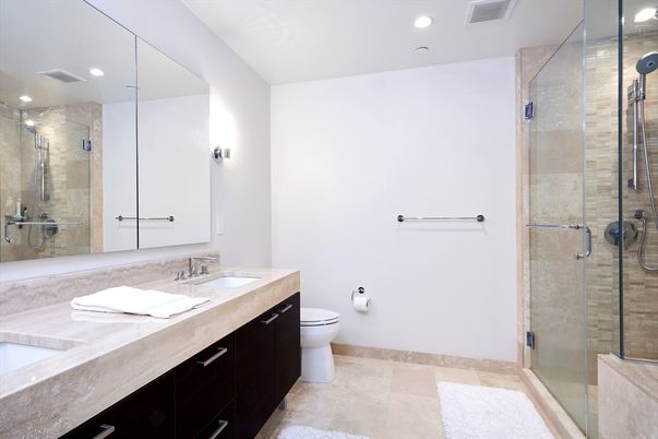 Bathroom, Dual Sink Vanities, Glass Shower, Interior, Recessed Lighting