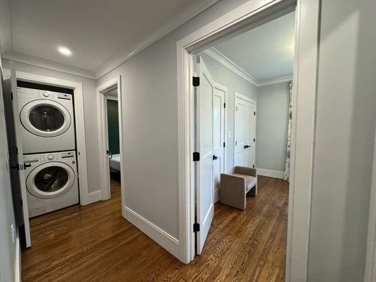Interior, Recessed Lighting, Utility Closets, Washer, Wood Texture Flooring