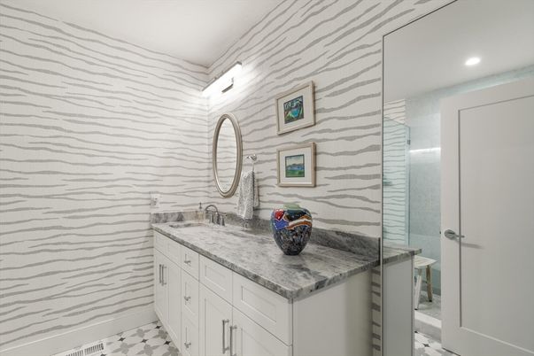 Bathroom, Glass Shower, Interior, Recessed Lighting