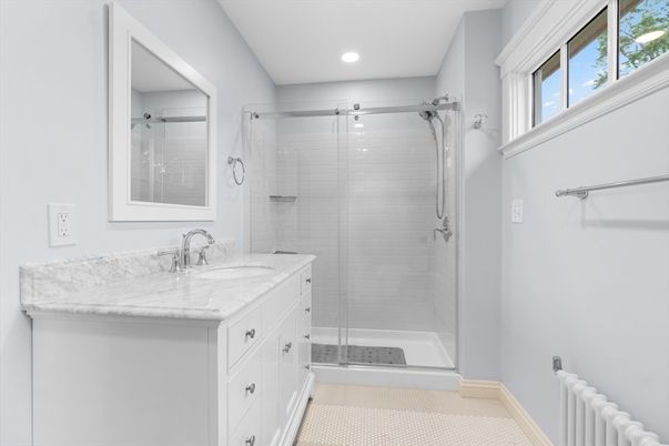 Bathroom, Glass Shower, Interior, Recessed Lighting
