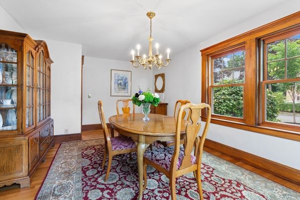Chandelier, Dining room, Interior, Wood Texture Flooring