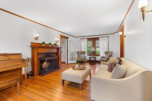 Fireplace, Interior, Living room, Piano, Wood Texture Flooring