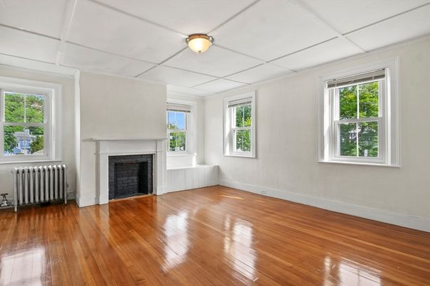 Empty room, Fireplace, Interior, Wood Texture Flooring