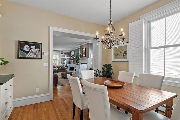 Chandelier, Dining room, Fireplace, Interior, Living room, Wood Texture Flooring