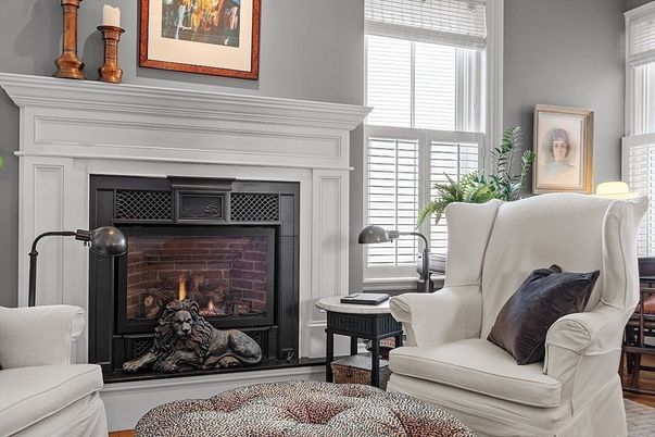 Fireplace, Interior, Wood Texture Flooring