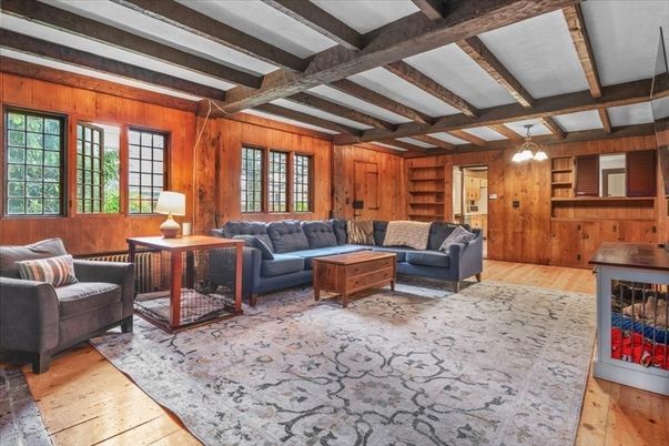 Fireplace, Interior, Living room, Wooden Beams, Wood Texture Flooring, Wooden Walls