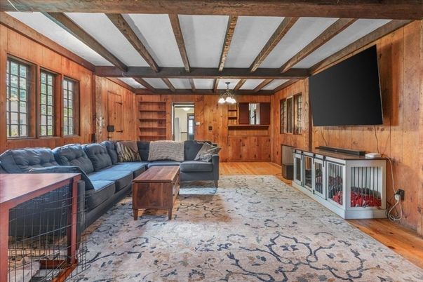 Interior, Living room, Wooden Beams, Wood Texture Flooring, Wooden Walls