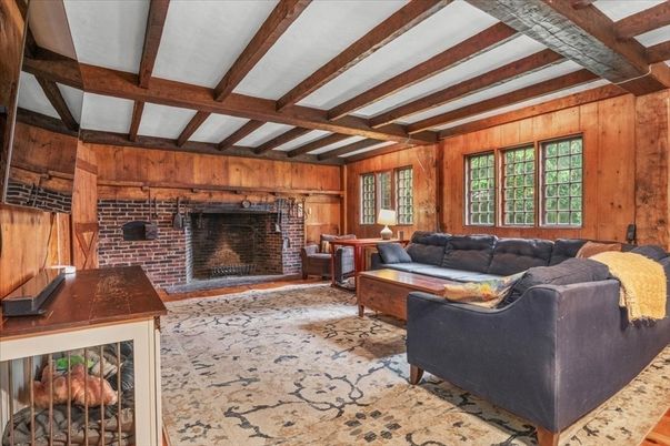 Fireplace, Interior, Living room, Stone Walls, Wooden Beams, Wooden Walls