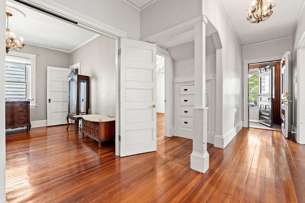 Bathroom, Chandelier, Interior, Wood Texture Flooring