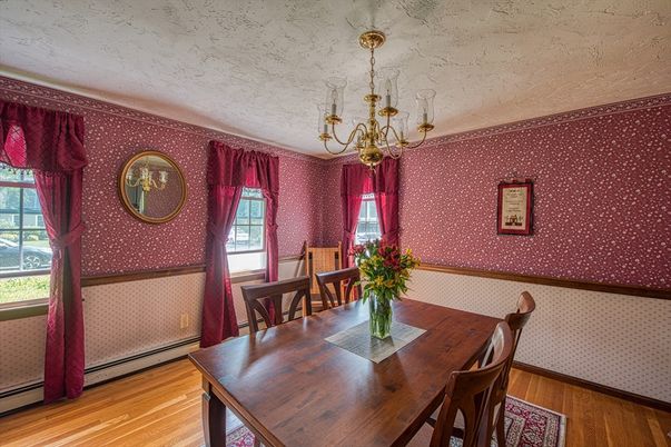 Chandelier, Dining room, Interior, Wood Texture Flooring