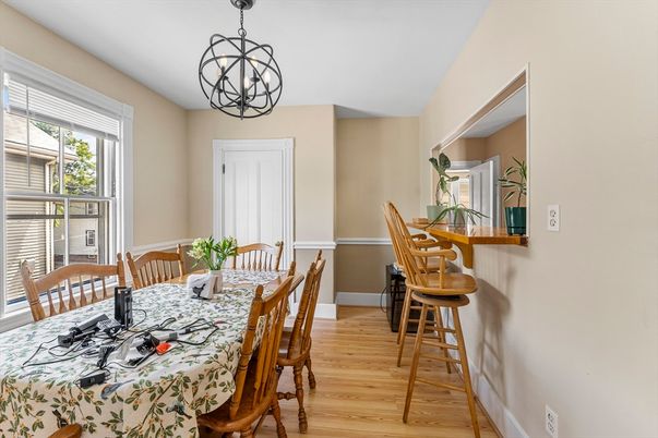 Chandelier, Dining room, Interior, Pendant Lights, Wood Texture Flooring