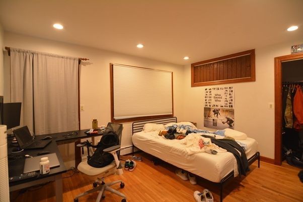 Bedroom, Home Office, Interior, Recessed Lighting, Wood Texture Flooring