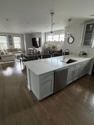 Dining room, Interior, Kitchen, Living room, Pendant Lights, Recessed Lighting, Wood Texture Flooring