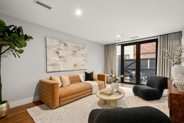 Interior, Living room, Recessed Lighting, Wood Texture Flooring