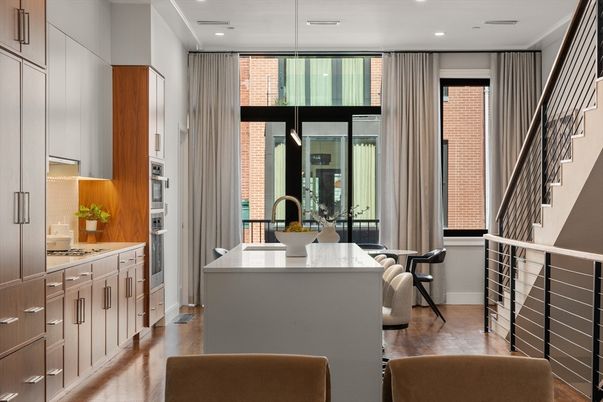 Interior, Kitchen, Pendant Lights, Recessed Lighting, Wood Texture Flooring