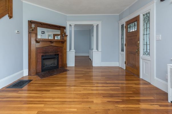 Fireplace, Interior, Wood Texture Flooring