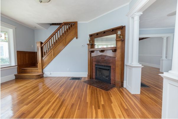 Fireplace, Interior, Wood Texture Flooring