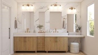 Bathroom, Dual Sink Vanities, Interior, Wood Texture Flooring
