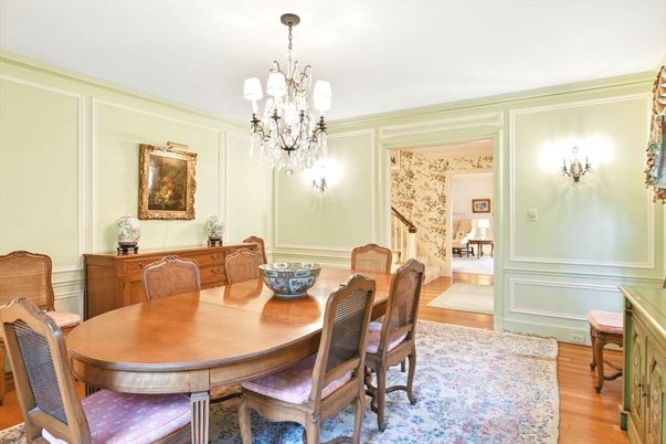 Chandelier, Dining room, Interior, Wood Texture Flooring