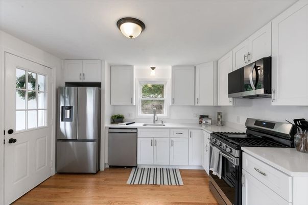 Interior, Kitchen, Stainless Steel Appliances, Wood Texture Flooring