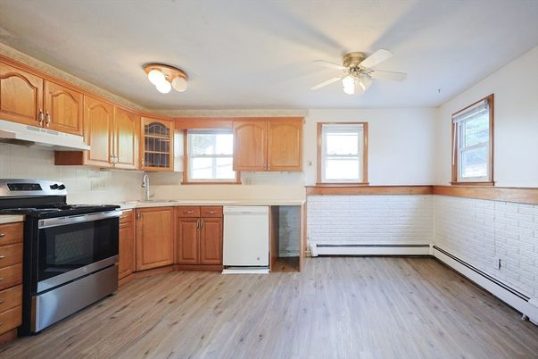 Interior, Kitchen, Stainless Steel Appliances, Wood Texture Flooring