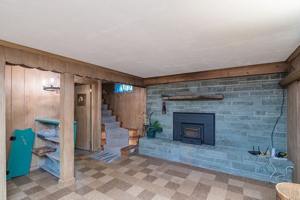 Empty room, Fireplace, Interior, Stone Walls, Wooden Walls