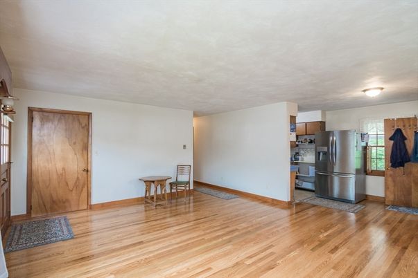 Empty room, Interior, Kitchen, Stainless Steel Appliances, Wood Texture Flooring